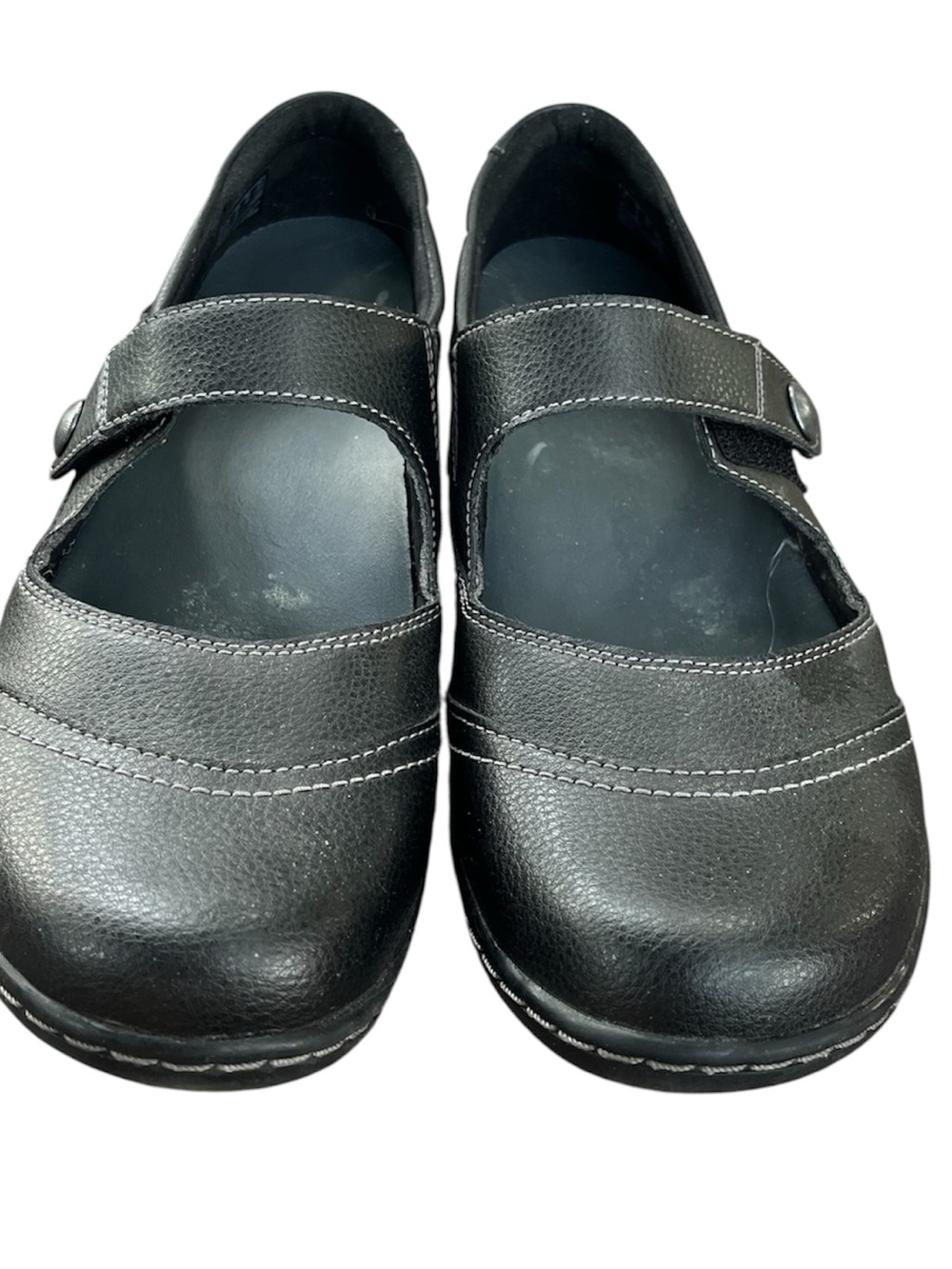 Clarks Black Leather Mary Jane Flats | Comfort Shoes | Adjustable Strap Size 9 - Picture 3 of 5